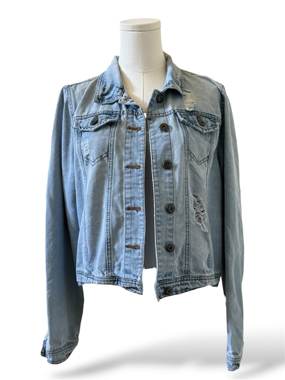 Highway Jeans Light Blue Distressed Denim Jacket